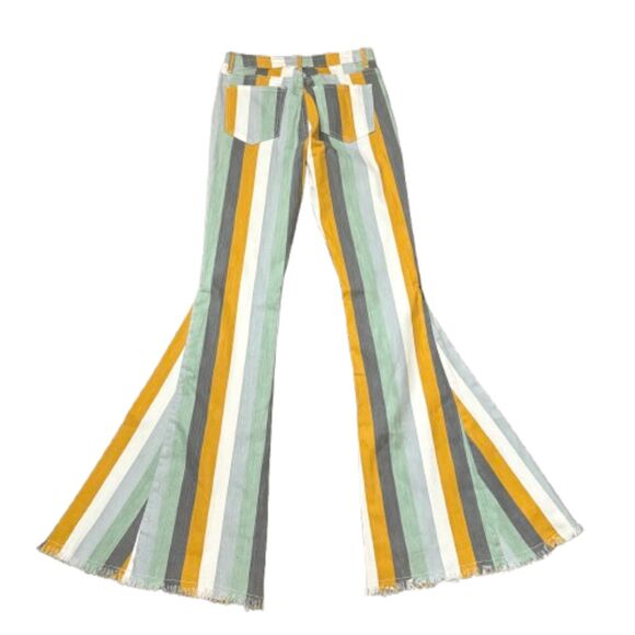 NWT Altar'd State Electra Flare Jeans‎ Bell Bottoms Iceberg Stripe Size Small - Picture 4 of 7